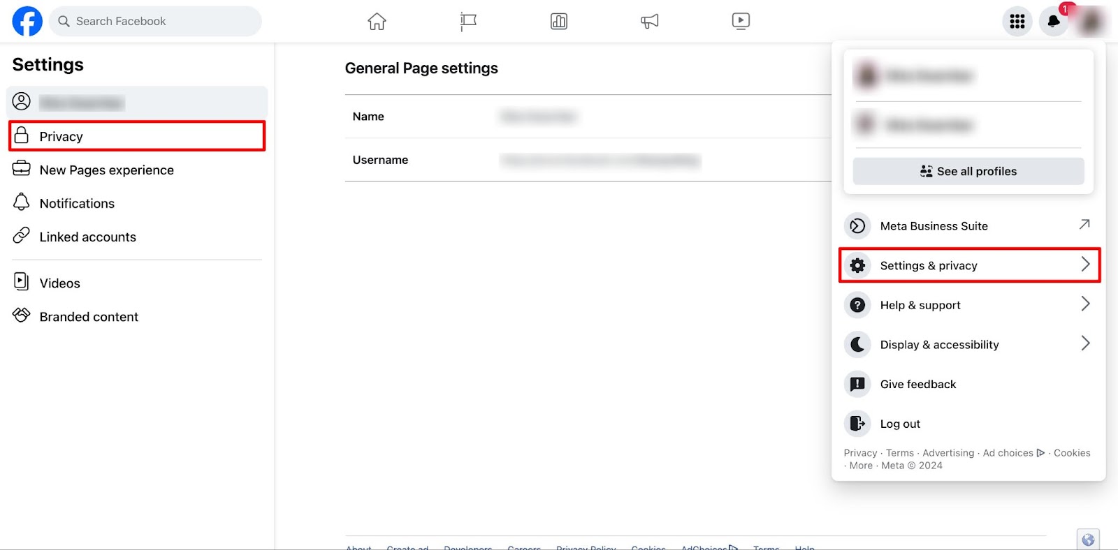 Facebook settings