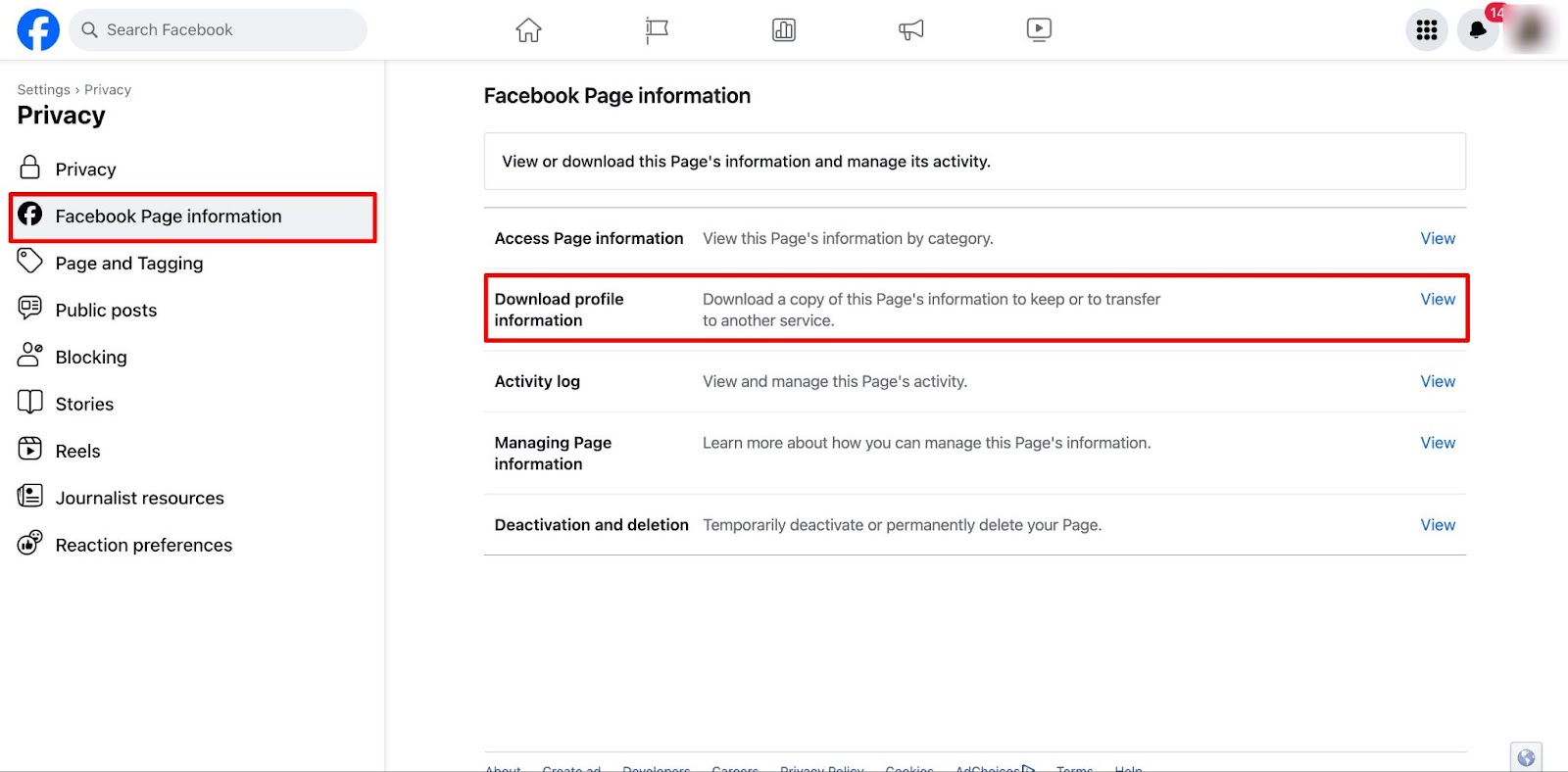 How o download Facebook profile info