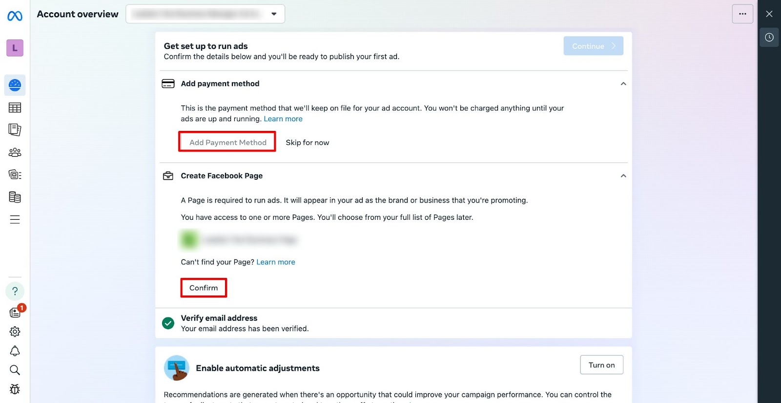 Review payment method settings