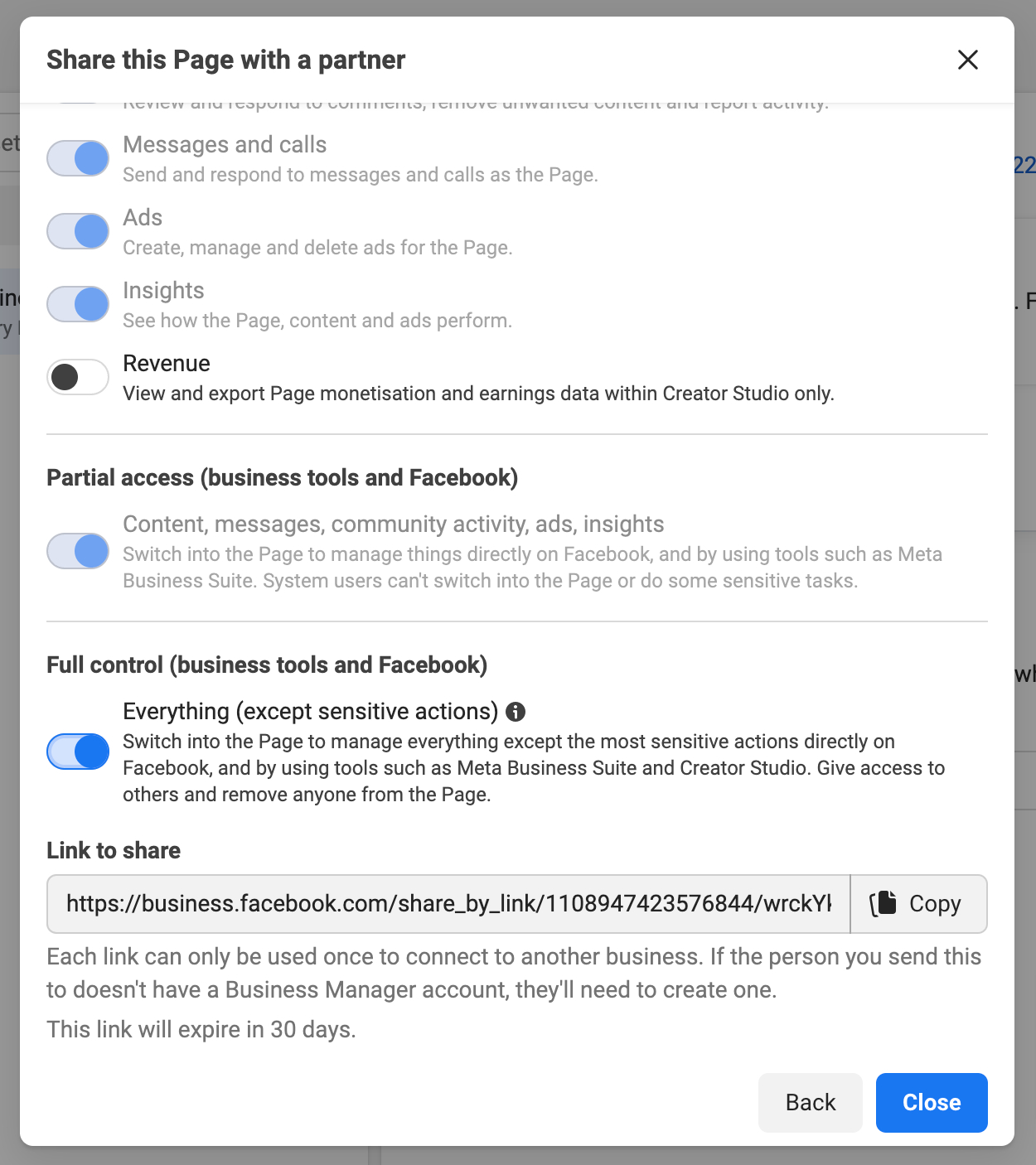 Business Manager sharing