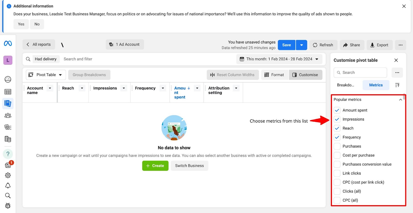 Review data metrics