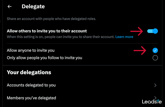 How to allow Delegate invites on X (Twitter)