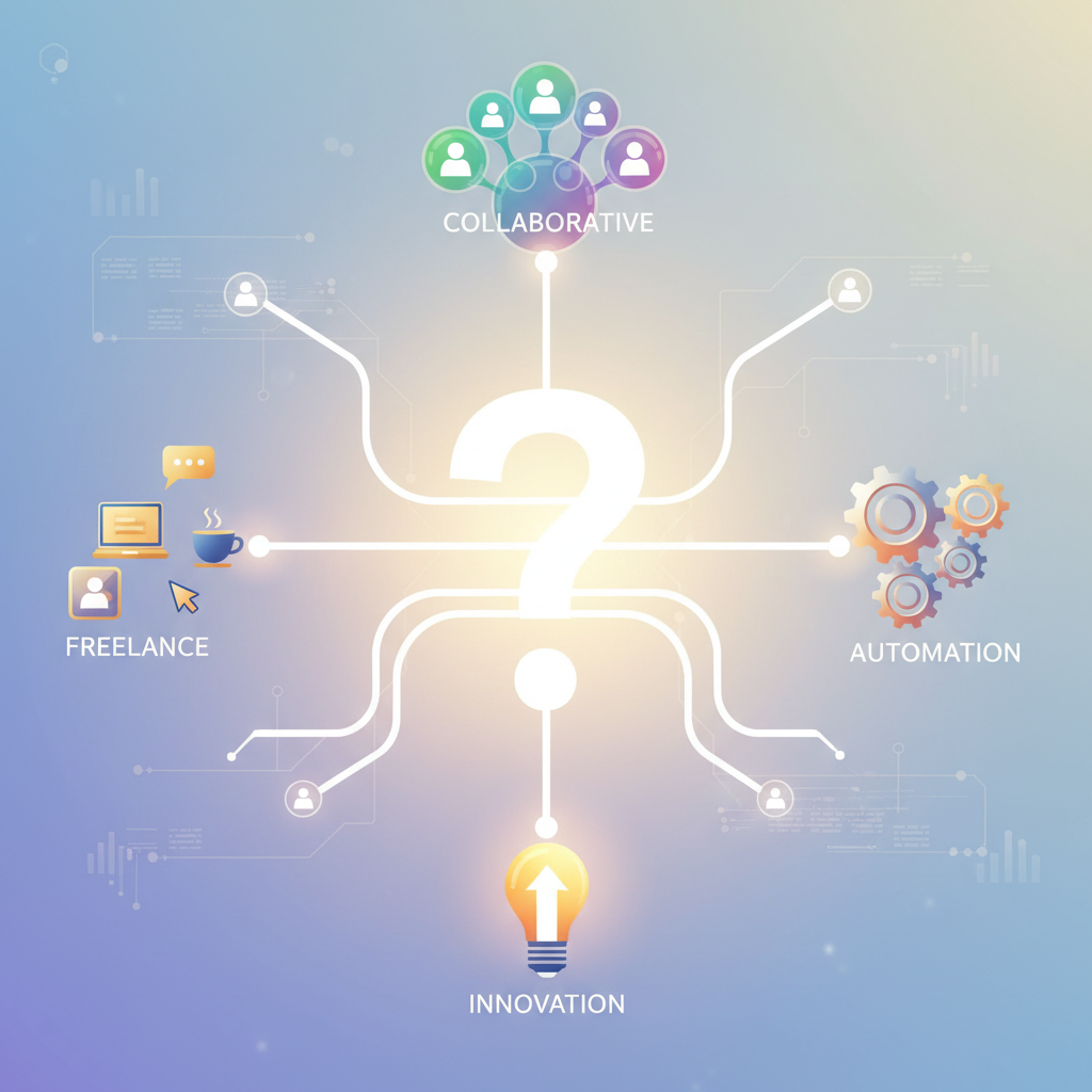 Infographic showing alternative solutions to a problem, like freelancing or automation, instead of hiring.