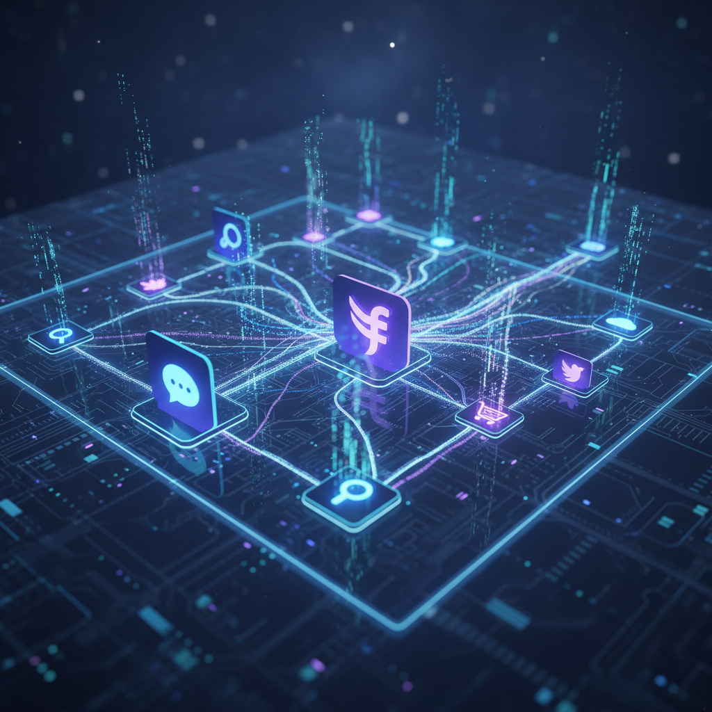 Digital landscape with various interconnected platform icons, representing diverse community channels.