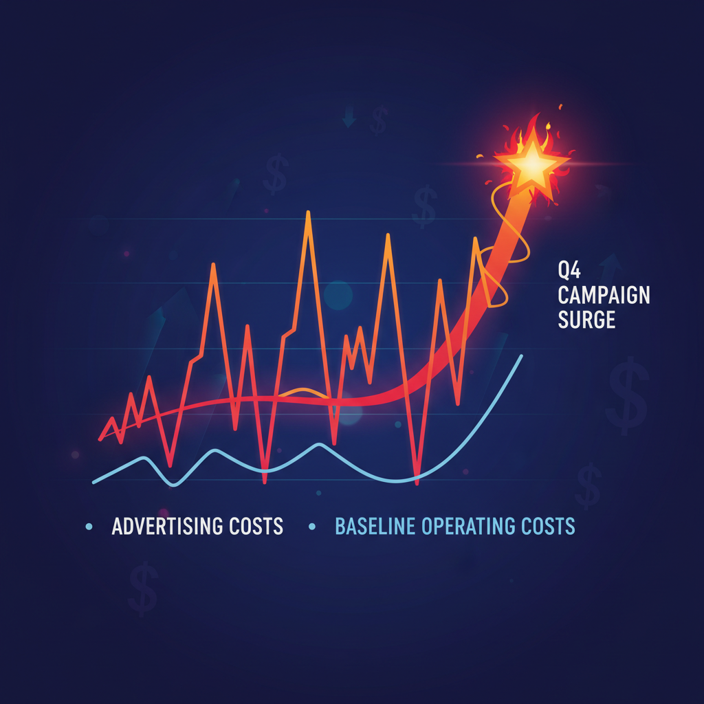 Illustration of a sharply rising graph, symbolizing increasing last-minute ad costs during peak season.