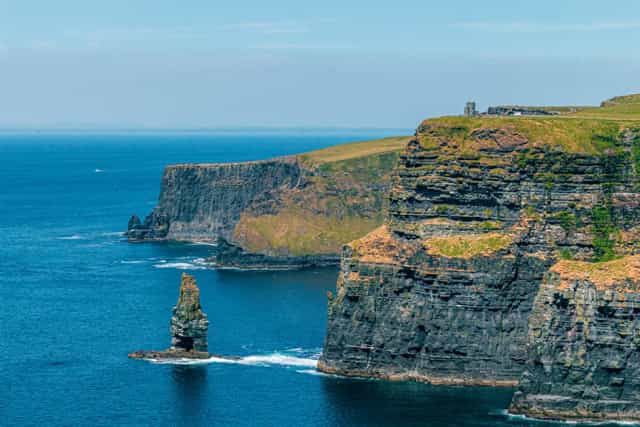 Cliffs of Moher in Ireland next to an open ocean