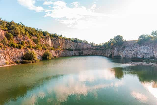 Flooded Quarry Janičův vrch in Mikulov, Czech Republic