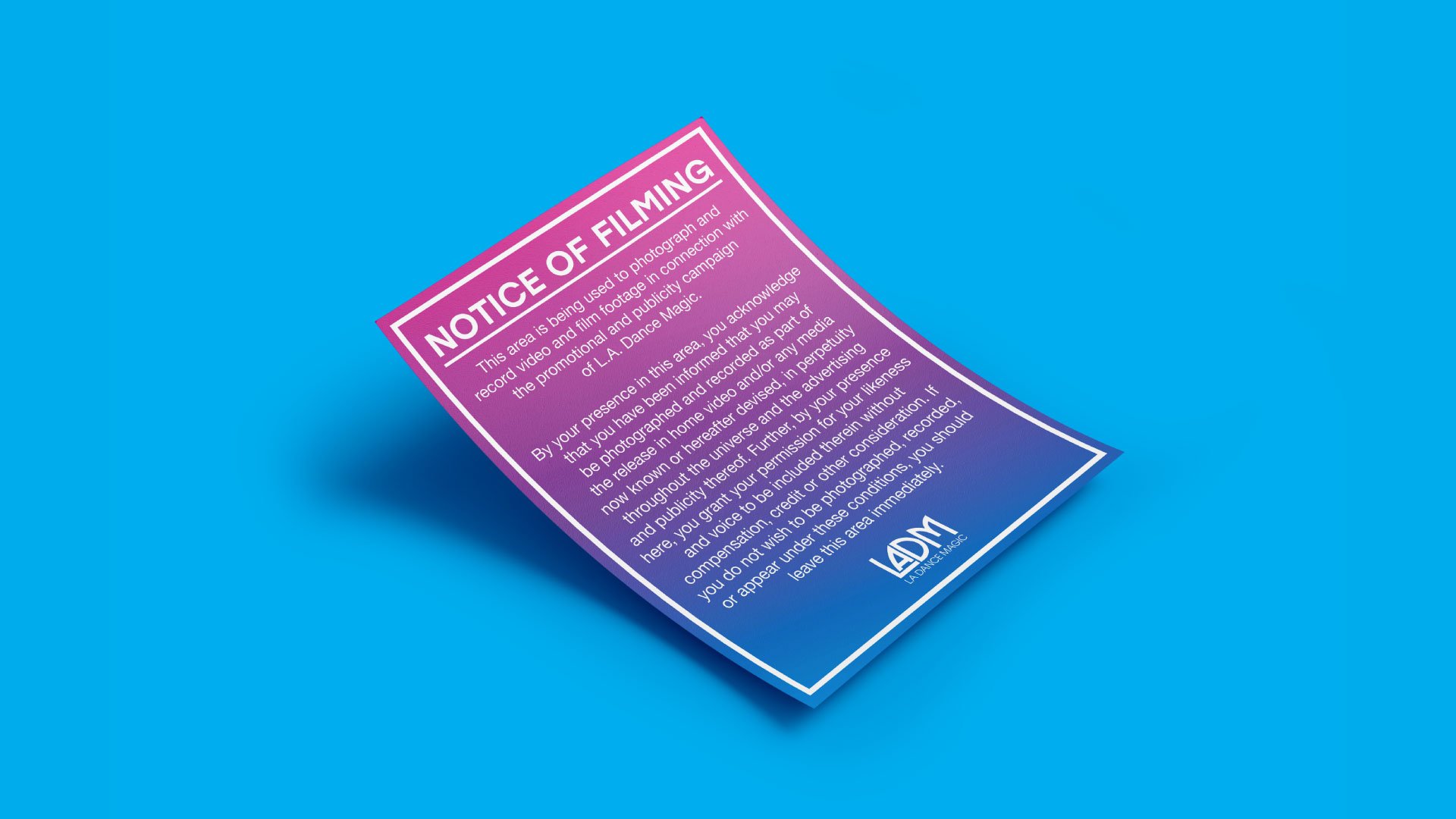 Mockup Notice of Filming Signage