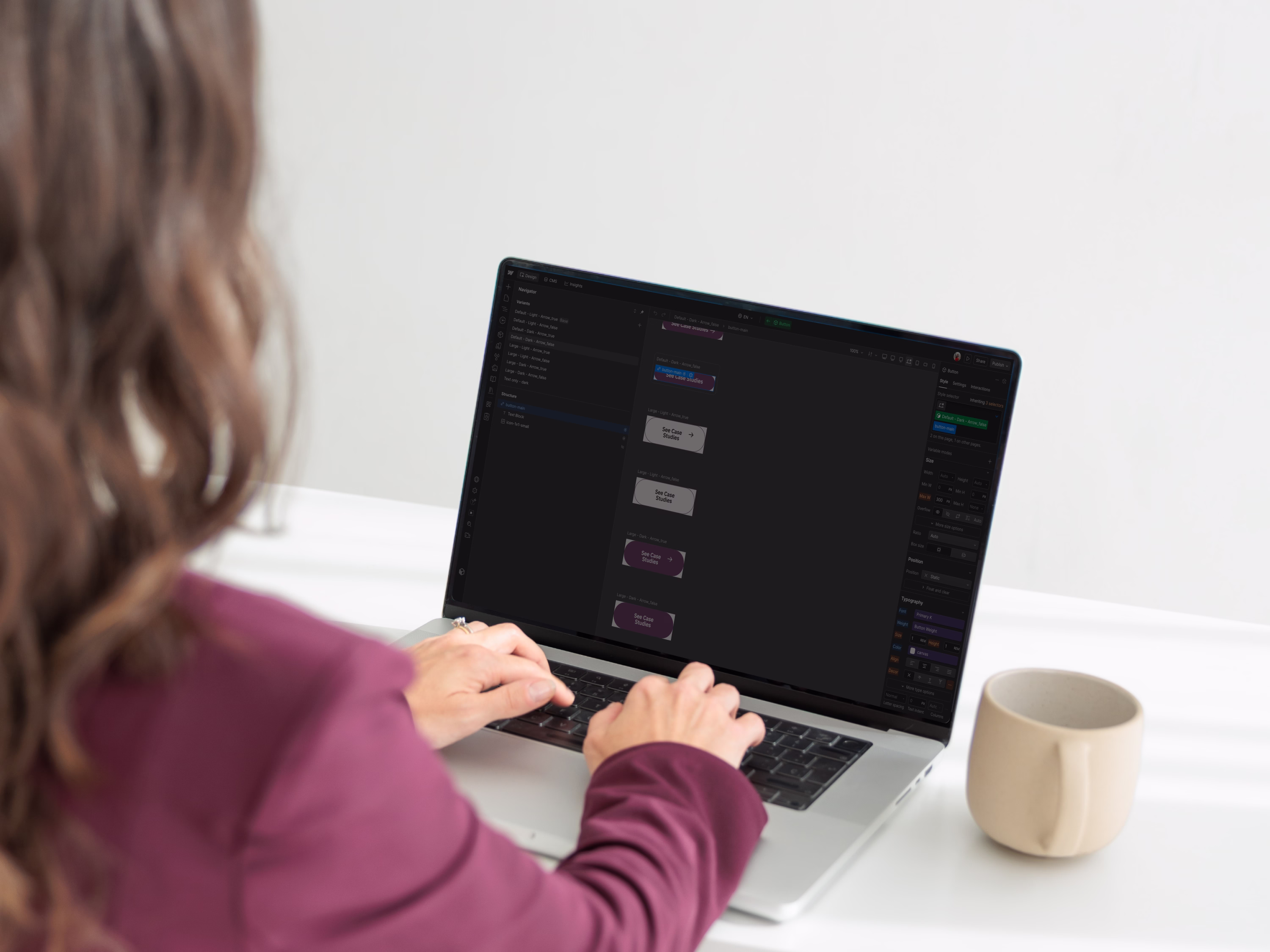 Katie Forleo working on a B2B SaaS website design in Webflow
