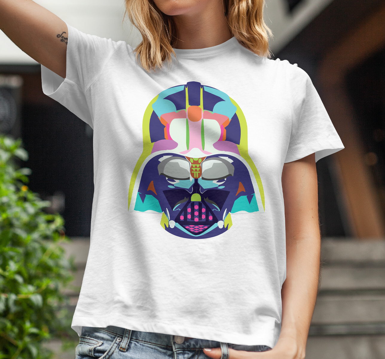 Check out our Star Wars Collection. She's wearing our Vader Shirt from our collection!