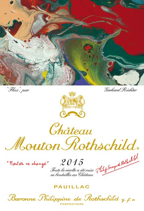 Étiquette du Château Mouton Rothschild millésime 2015, dessinée par l'artiste Gerhard Richter