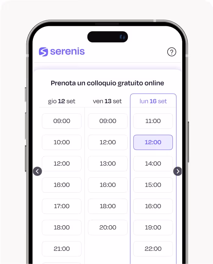 Scelta orario per primo colloquio online