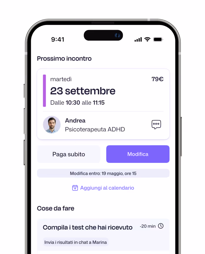 Incontra uno psicologo per diagnosi ADHD