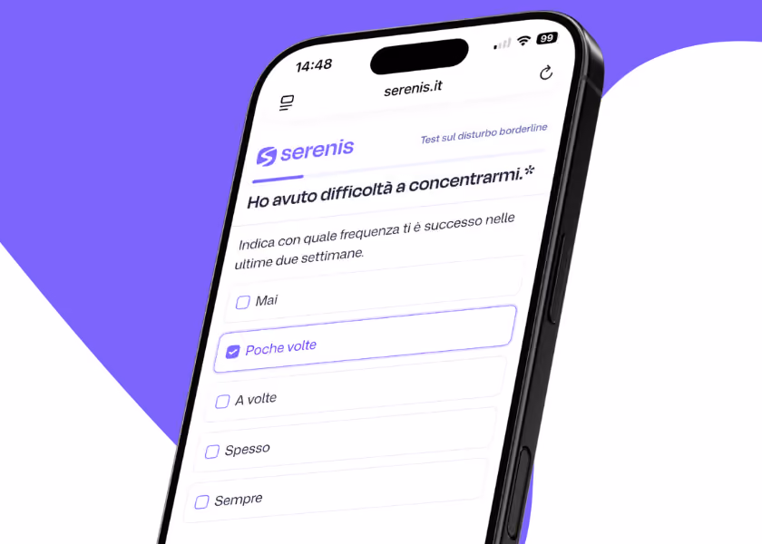 Cellulare con test sul disturbo borderline