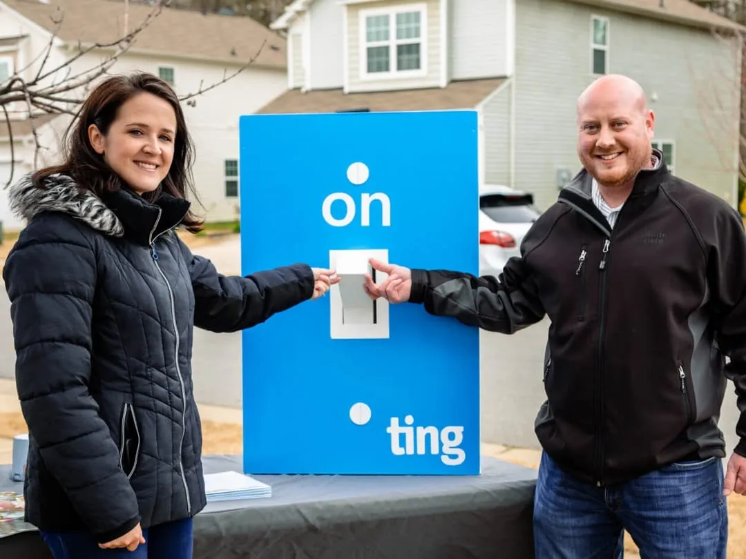 A couple flips on a novelty internet power switch featuring the Ting logo.