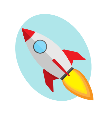 Cartoon rocket launching.