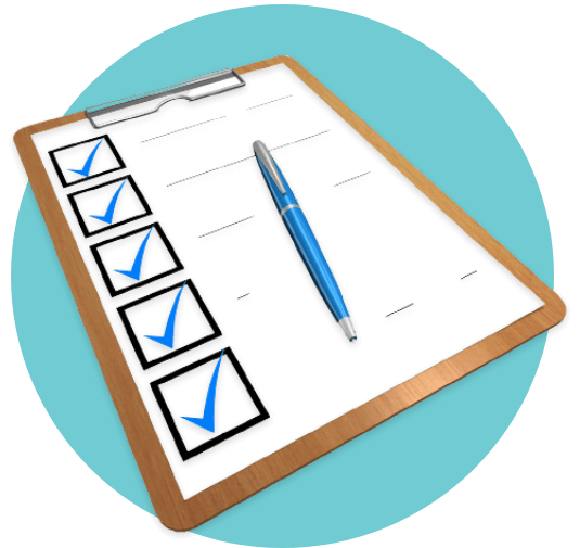 Clipboard with checklist and pen