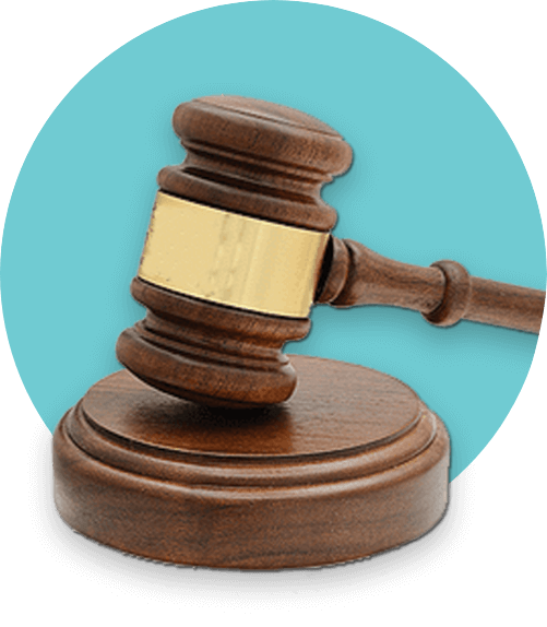 Judge's gavel on blue background