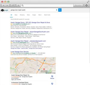 Google search results showing four ads above the fold.