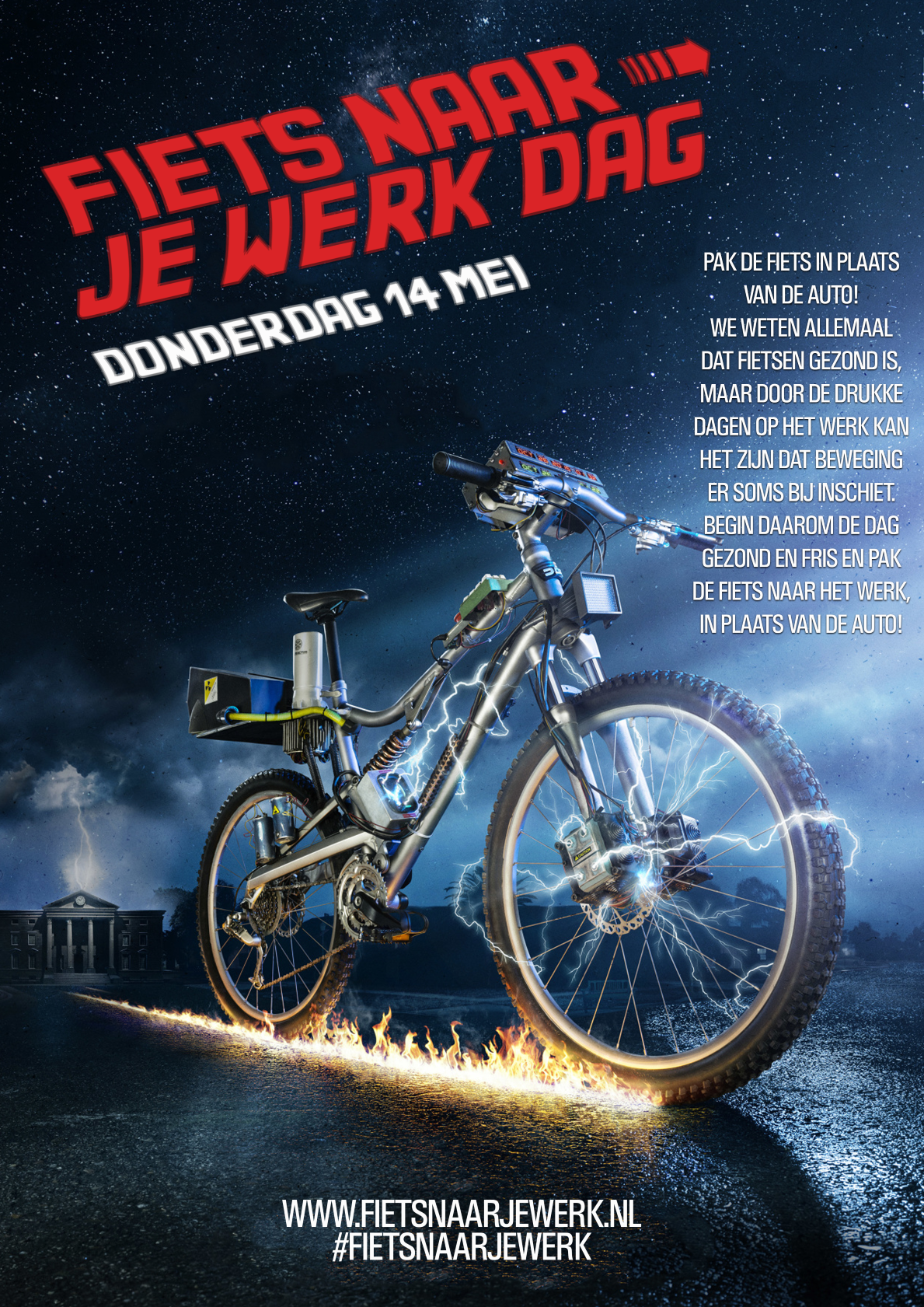 Fiets voor je werk dag - Visual poster