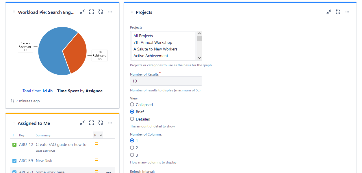 Changing Gadgets' Configuration in Jira