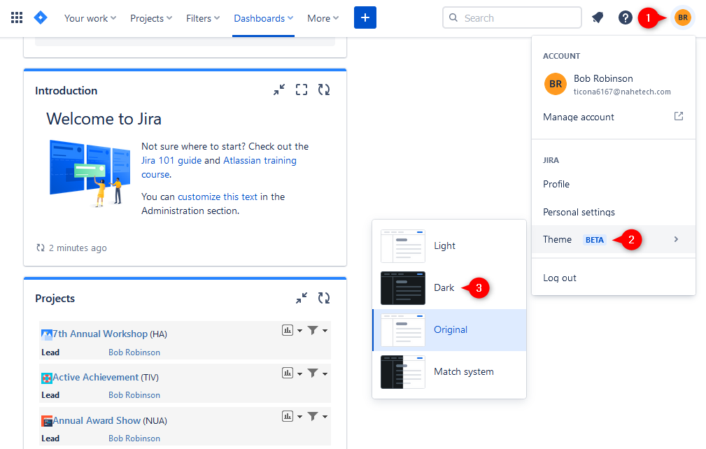 Jira Dark Mode: Enabling process