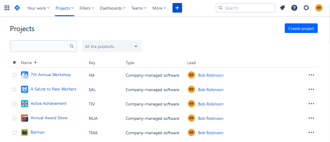 Jira Projects Dashboard