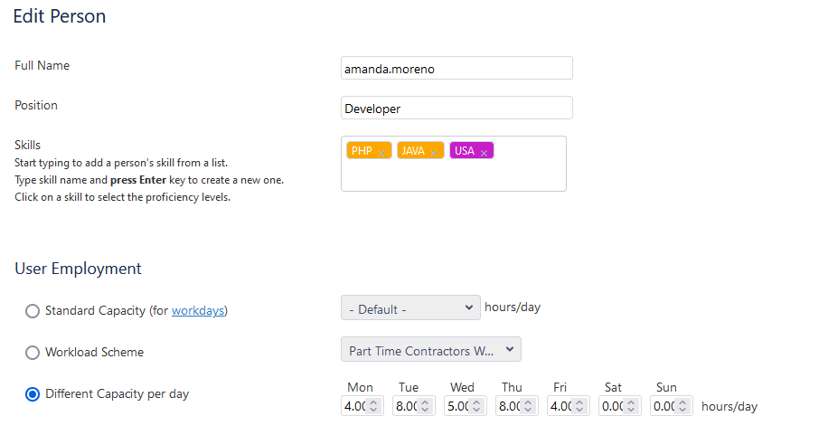 Workload Schemes Management in ActivityTimeline