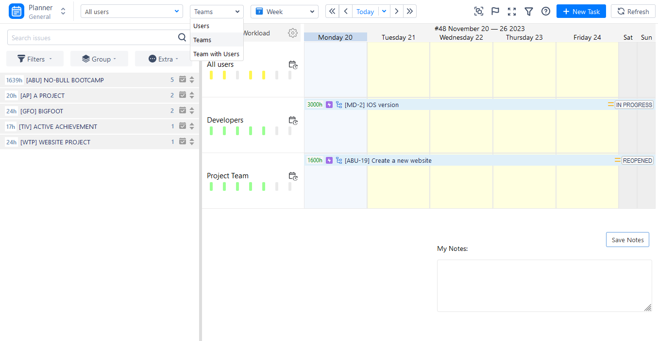 Team Timelines in ActivityTimeline