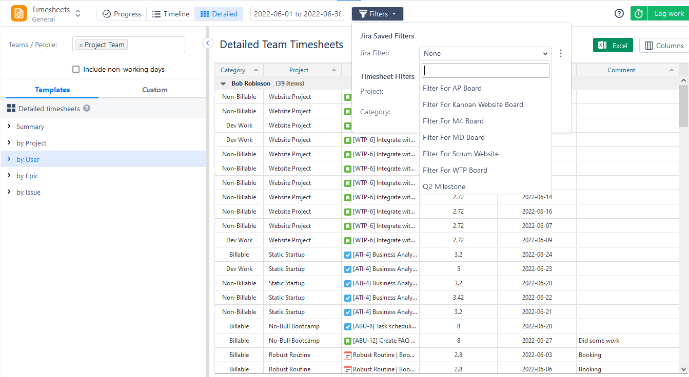 Detailed Timesheets in ActivityTimeline