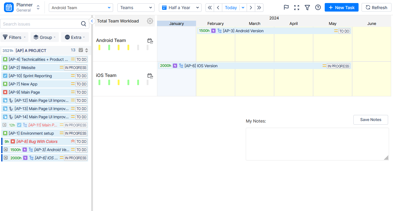 Teams in ActivityTimeline