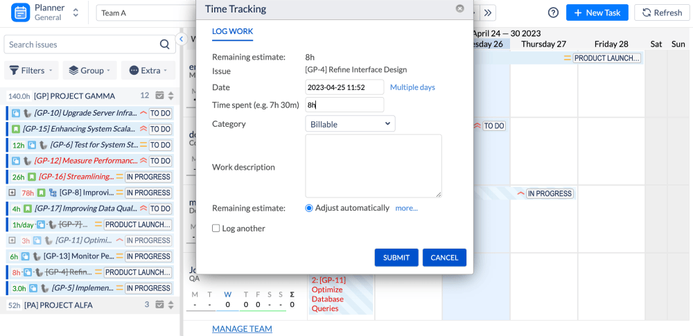 Time Tracking in ActivityTimeline for Jira