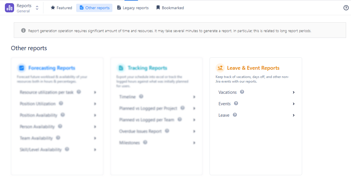 Leave Reports in ActivityTimeline