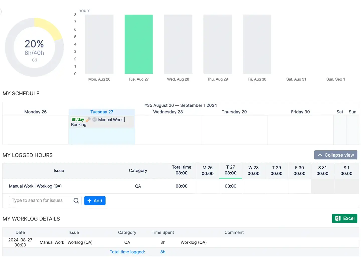 Booking events are treated as worklogs in ActivityTimeline