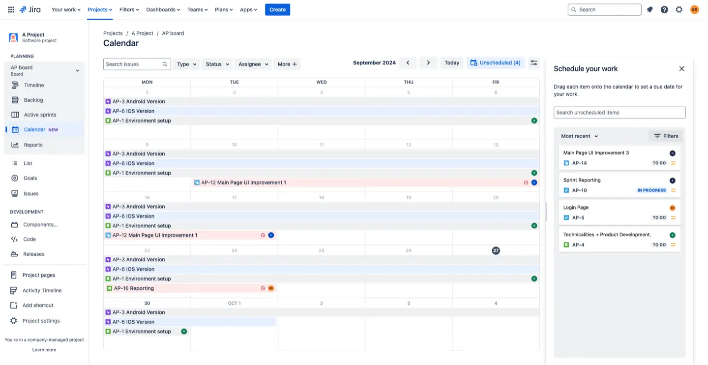 Calendar in Jira