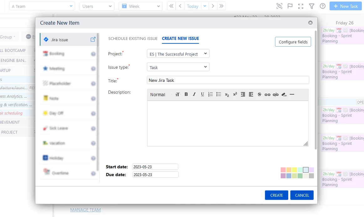 Internal Tasks' Management in ActivityTimeline 