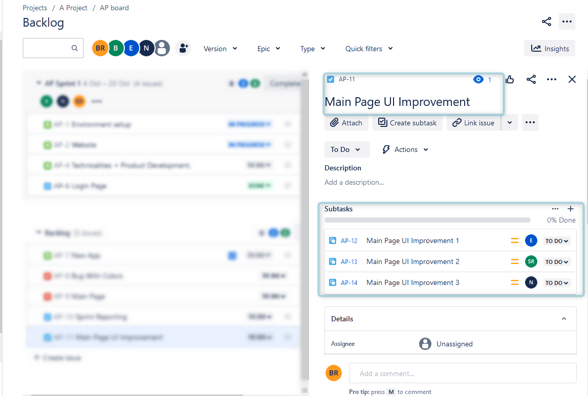 Sub-tasks in Jira