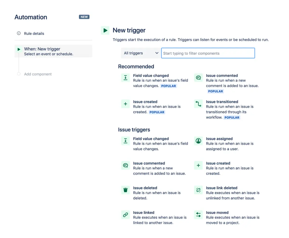 Jira Automation trigger creation | ActivityTimeline