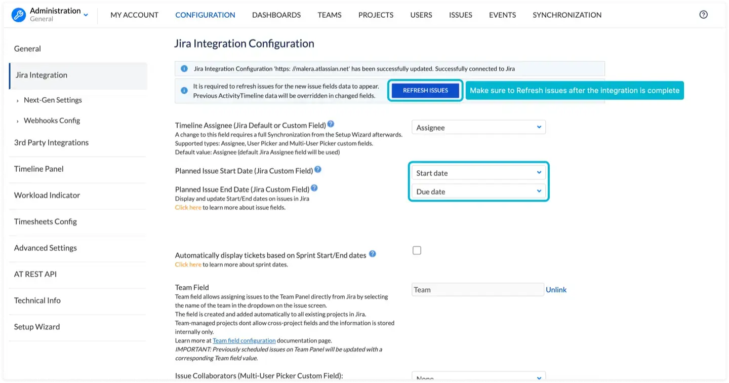 Enabling Jira Plans integration within ActivityTimeline configurations