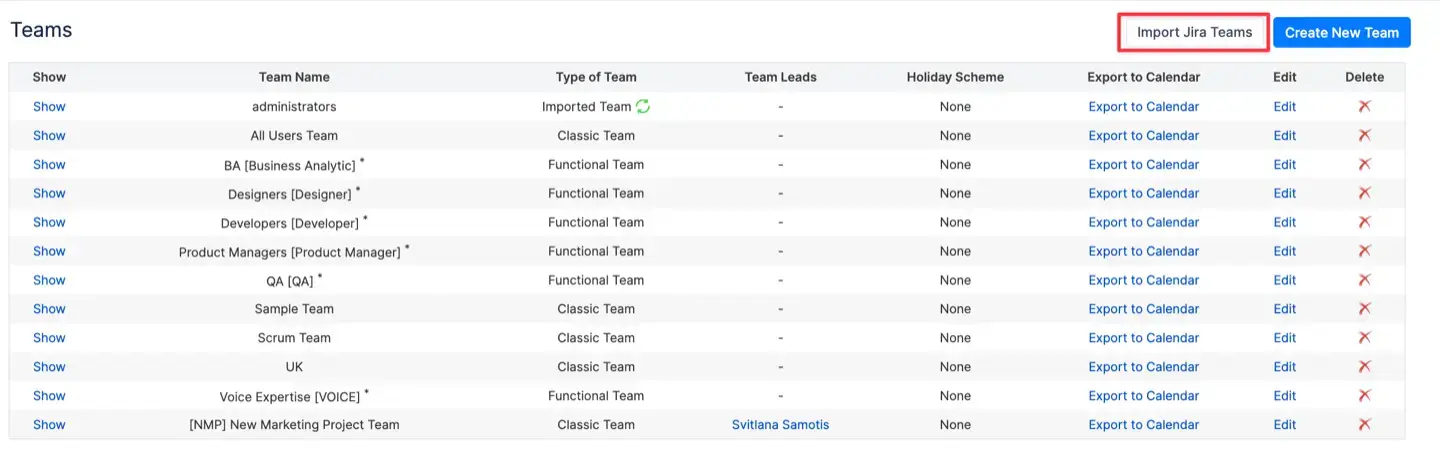 Syncing teams in ActivityTimeline and Jira