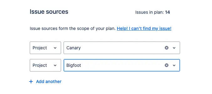 Issue sources in Jira Plans