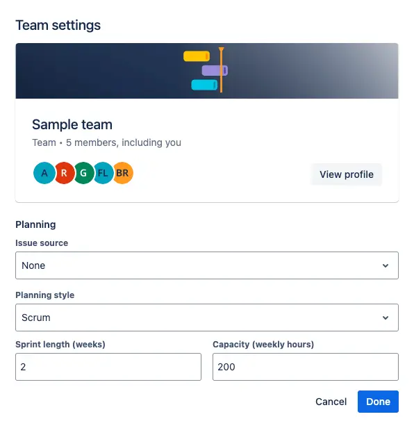 Adding a new team to Jira Plans