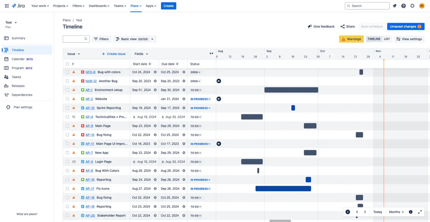 Timeline view in Jira Plans (Advanced Roadmaps)