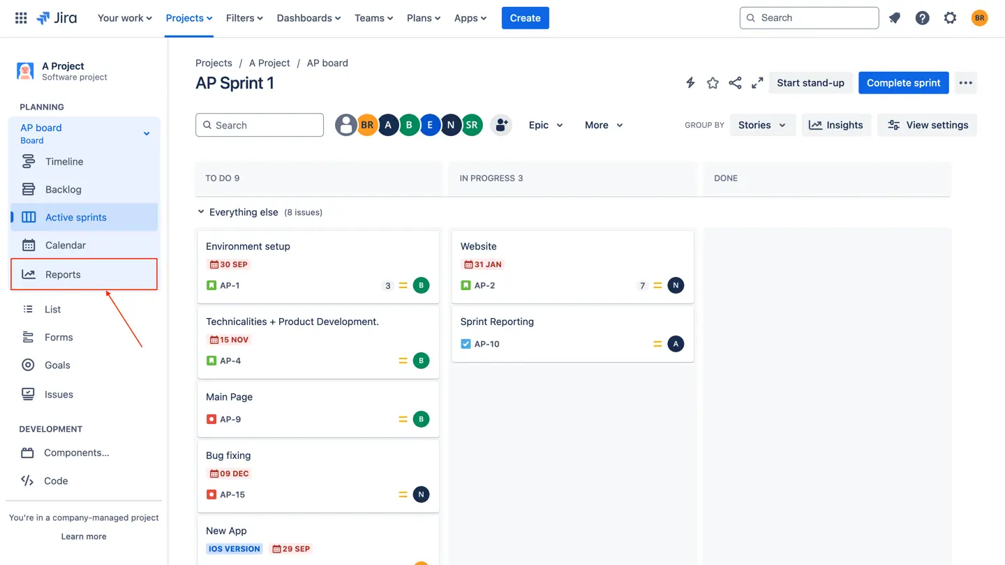 Where to find Jira Reports on the side panel for Cloud users