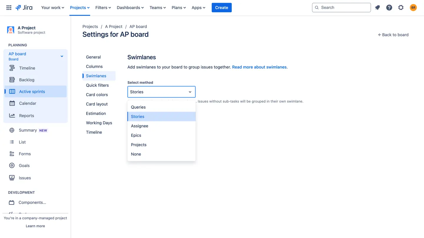 Jira swimlanes in board settings | ActivityTimeline Blog