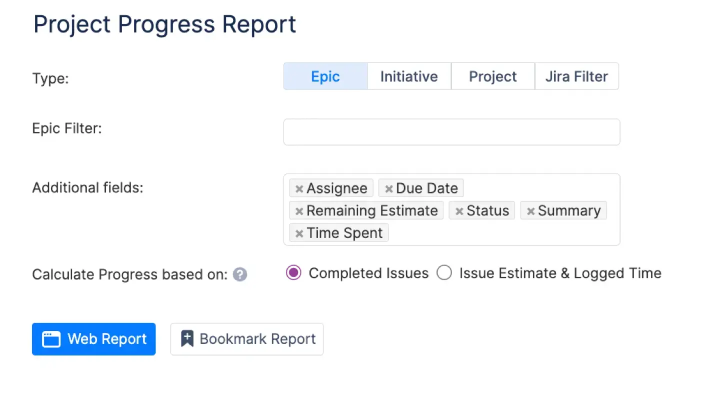 Setting up Project Progress Report