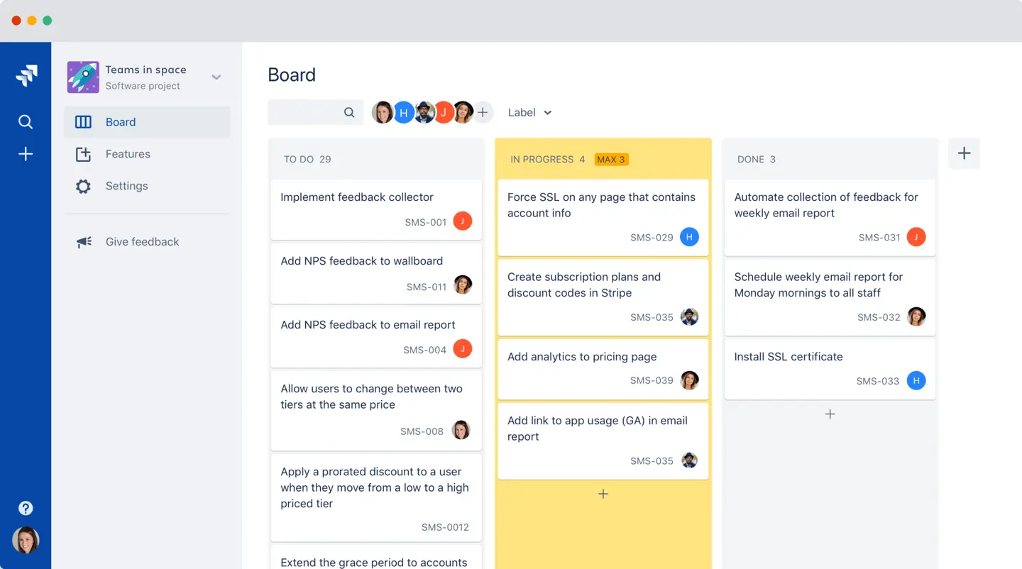 Kanban board example