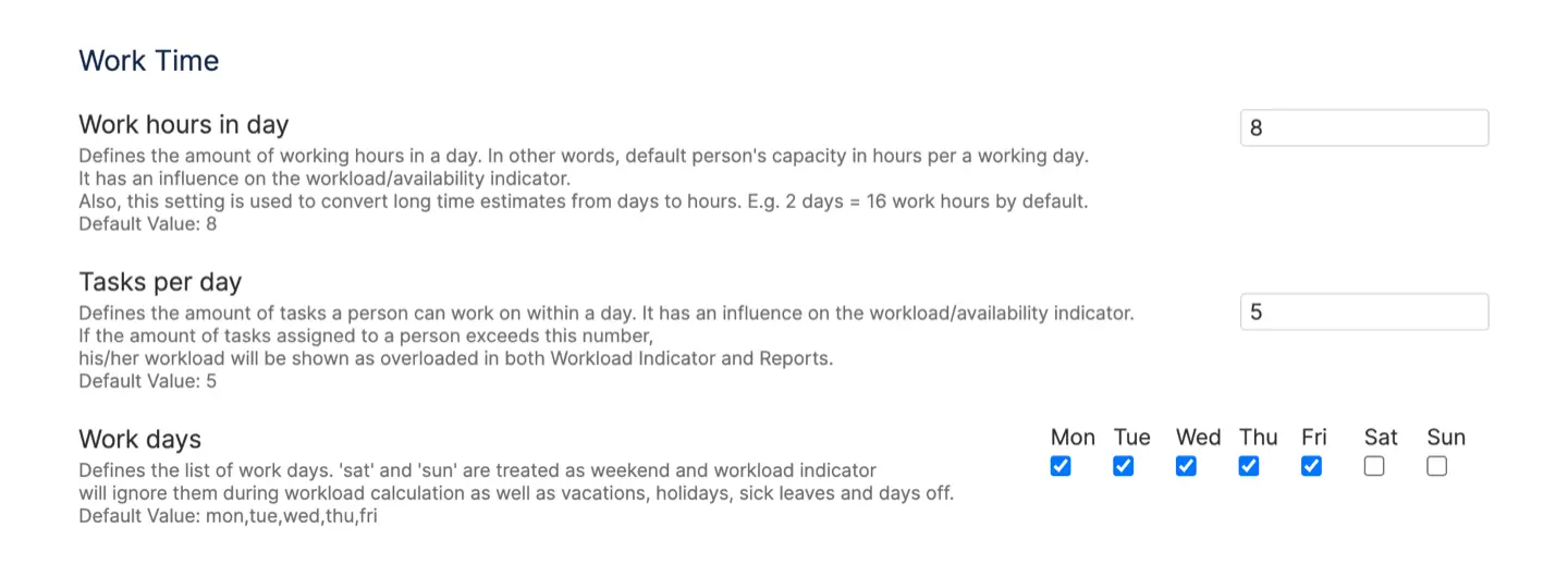 Setting maximum working hours per user in ActivityTimeline
