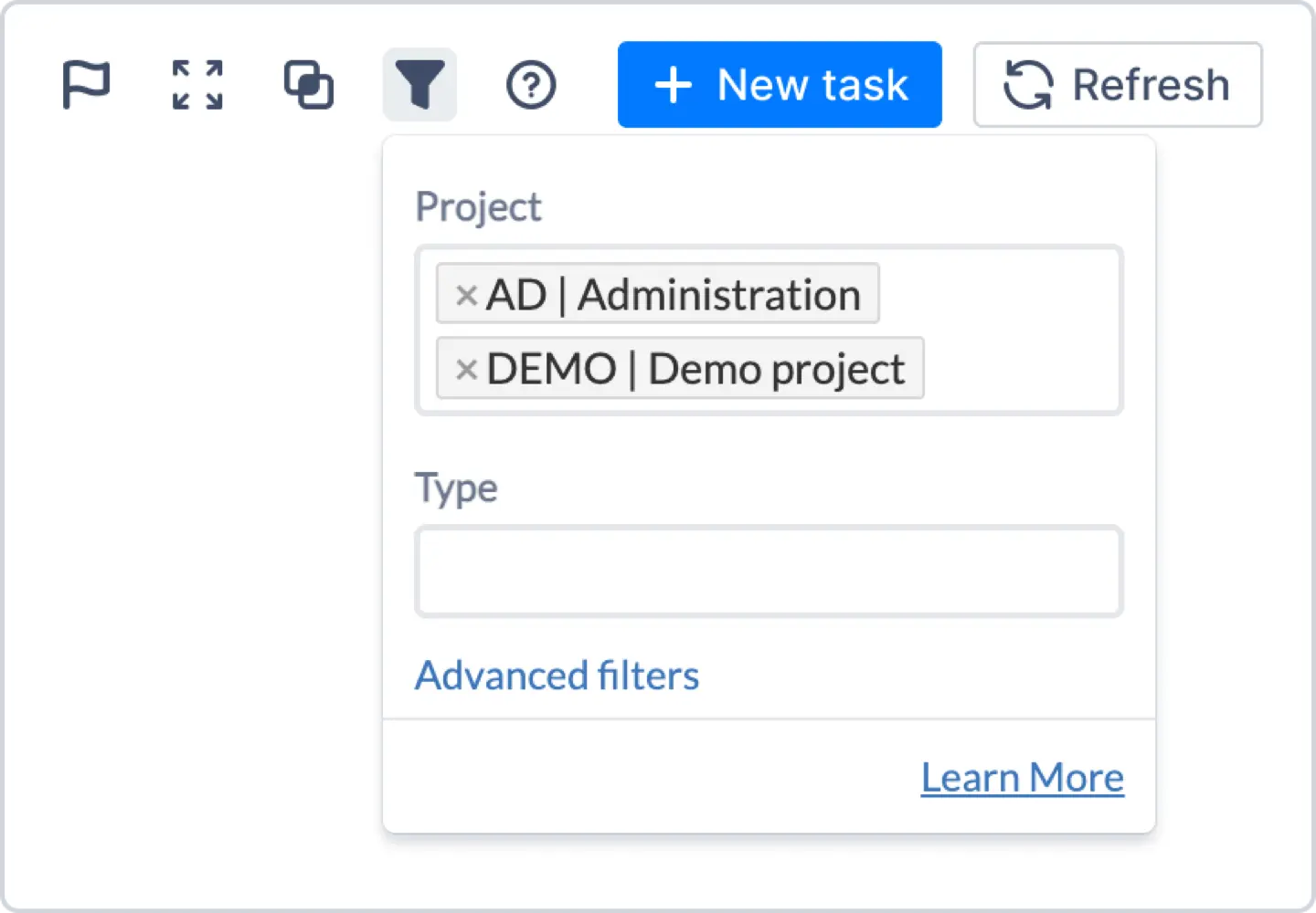 Filtering options for a timeline