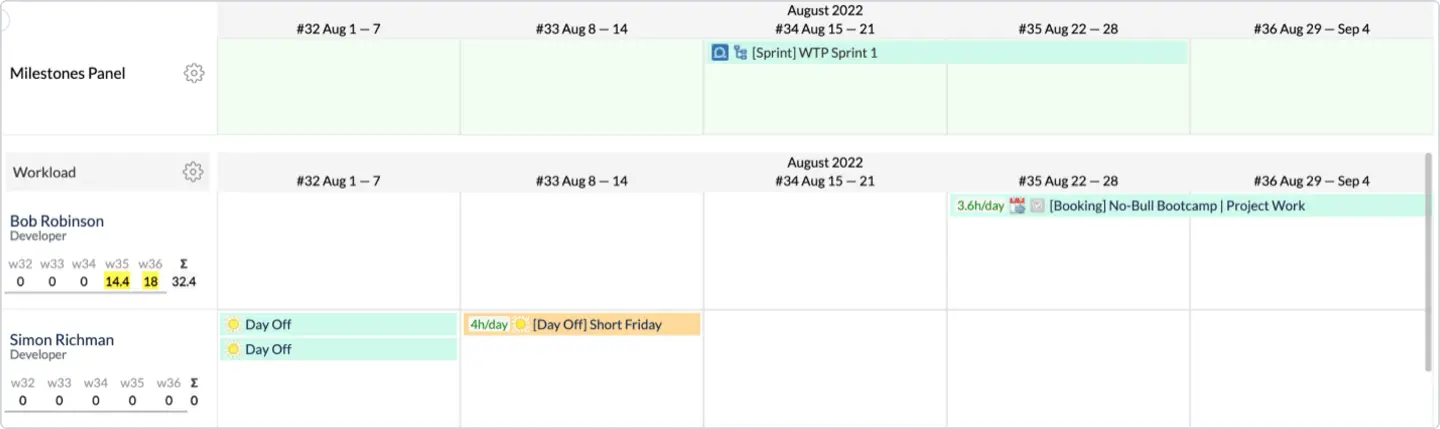 Sprint visualization on a timeline